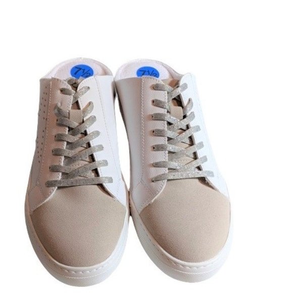 Steven New York White Beige Sneaker Slides 7.5 New - Picture 2 of 9